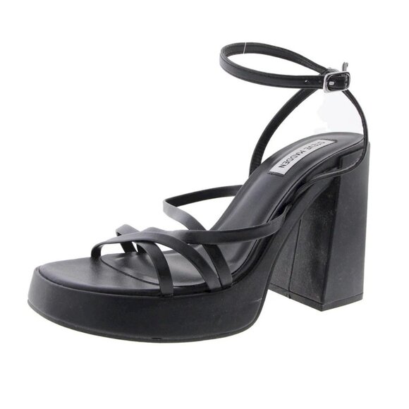 Steve Madden Affection Strappy Black Platform Sandals Women's Size 9.5 - Picture 1 of 6